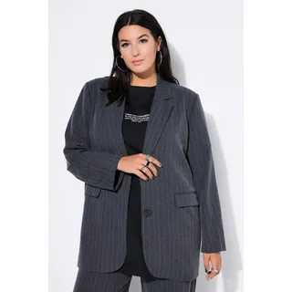 Studio Untold Blusenblazer Blazer oversized Nadelstreifen Glitzersteinchen grau 50/52