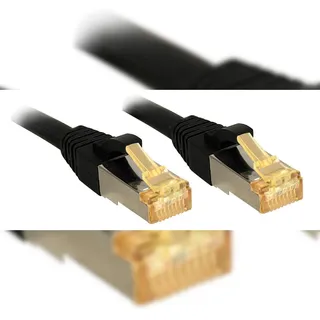 Lindy 47305 RJ45 Patchkabel CAT 6a (Rohkabel CAT 7) S/FTP 0.30 m Schwarz mit Rastnasenschutz 1 St.