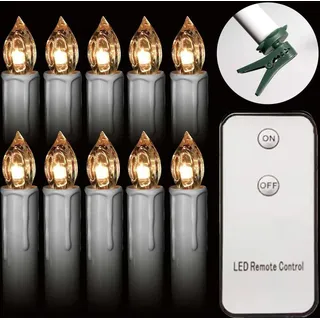 Natsen 10er LED Kerzen Lichterkette mit Batterien Timer Fernbedienung warmweiss wasserdichte Weihnachtskerzen Fenster Beleuchtung inkl. Halter Set ...