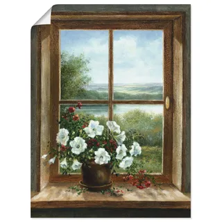 Wandbild ARTLAND "Blumen am Fenster", braun (farbe bild(er): braun), B:60cm H:80cm, Bilder, als Leinwandbild, Poster in verschied. Größen