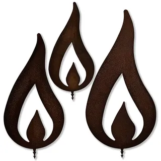 ARTTEC Flamme Kerze (Edelrostdeko) (3er Set groß) - hochwertige Gartendeko aus Metall - Rost Deko für Garten, Balkon & Terasse - Metall Deko zum Aufstellen - Made in Germany