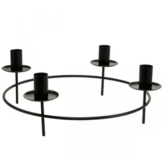 Viana Kerzenhalter Kerzenring Adventskranz Kerzenhalter Stabkerzen Metall Schwarz Ø28cm