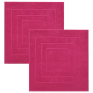 Betz Badematte 2 Stück Badvorleger Palermo Größe 60x60 cm, eingewebte Quadratmuster, strapazierfähig, Baumwolle, quadratisch rot
