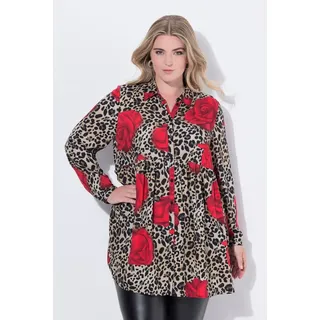 MIAMODA Hemdbluse A-Linie Leo/-Rosen-Muster Rosa 50