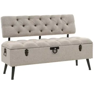 furnicato Truhenbank Aufbewahrungsbank Vintage Creme 110 x 52 x 75 cm, Gepolsterte Sitzbank mit Stauraum und stabilen Beinen für den Flur weiß 110 cm x 75 cm