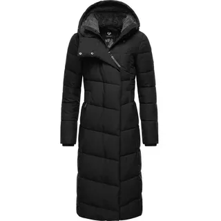 Ragwear Wintermantel Pavla Long extralanger Winterparka mit Teddyfutter und Kapuze schwarz L (40)