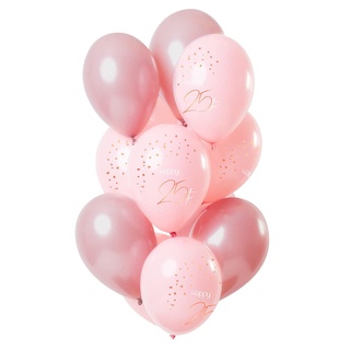 Folat 67625 - Luftballons aus Latex - rosa / rosegold - ca. 30 cm - 12 Stk. - Zahl: 25