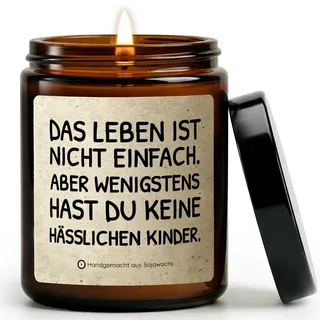 Muttertagsgeschenk Kerze – Handgemacht in Berlin, 100% Sojawachs, 50h Brenndauer – Kerze mit Spruch als Geschenk zum Muttertag, Geburtstag & Weihnachten Beste Mama (Das Leben ist..)