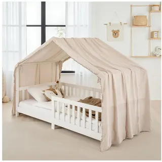 IDIMEX Betthimmel LIAN, Betthimmel Kinder aus Musselin mit Pompons beige beige|gelb