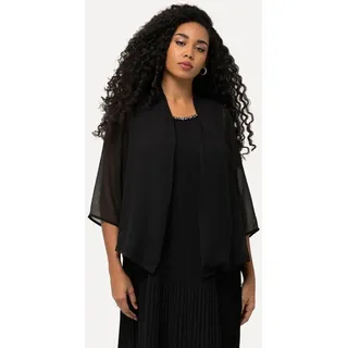 Ulla Popken Kurzjacke Chiffonjacke Oversized Schalkragen 3/4-Arm schwarz 54/56