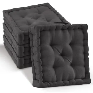 Beautissu Sitzkissen 40 x 40 x 8 cm Anthrazit 4-tlg.