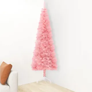 Susany Künstlicher Halber Weihnachtsbaum mit Ständer Schlank Christbaum Tannenbaum Dekobaum Kunstbaum Weihnachten Dekoration Weihnachtsdeko Rosa 150 cm