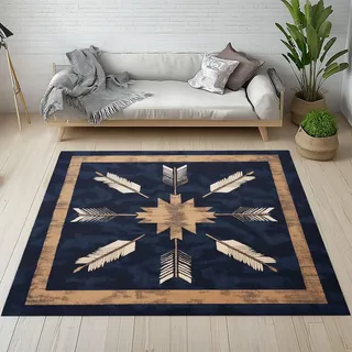 Sshjfeu Amerika Indische Teppich 120 X 160 cm, Aztec Navajo Teppich Waschbar rutschfest Kurzflor Weich, Southwestern Tribal Teppiche für Schlafzimmer, Wohnzimmer, Esszimmer, Kinderzimmer