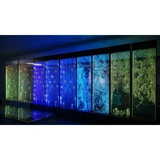 Xlmoebel Raumteiler LED Wasserwand mit Wasserblasen, Designer Wandpaneel 400cm, Made in Europa