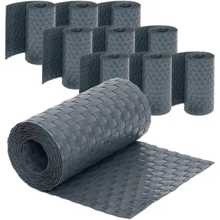 Jardinion 10x Sichtschutzstreifen 250cm x 19cm Anthrazit Polyrattan | für Doppelstabmatten, Doppelstabmattenzaun Sichtschutz, Stabmattenzaun, Zaunblende Rattan Optik, Balkon, Garten