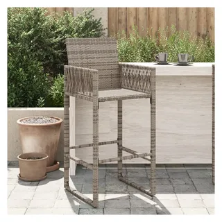 vidaXL Garten-Barhocker 2 St.  Grau Poly Rattan