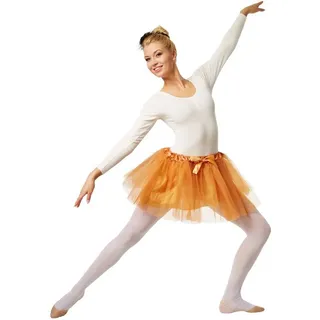 dressforfun Minirock Ballettrock, Tutu aus 3-lagigen Tüll, Angenehm dank Gummizug (Tutu, Konfektionsgröße L/XL in gold) Mit eingenähtem Satinunterrock, Schönes Faschingskostüm-Basic goldfarben L/XL