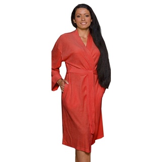 Lashuma Bademantel Jersey, Langform, Baumwolle, Gürtel, - der leichte Bademantel für Frauen rot S