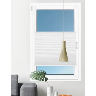 Deco4Me Premium Plissee ohne Bohren (Weiß, 100 x 130 cm) - Blickdicht, ohne Verdunkelung, mit Klemmfix Halterung zum Kleben & Klemmen - Sichtschutz Rollo für Fenster