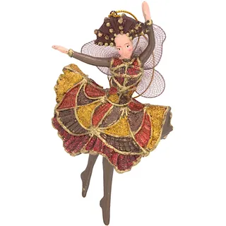 Weihnachten Ballerina Elfe Tänzerin Deko Baumschmuck Anhänger Ostern Christbaumschmuck braun-Gold 15 cm