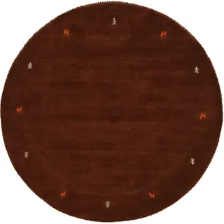 carpetfine Wollteppich Gabbeh Uni, rund, Höhe: 15 mm, reine Wolle handgewebt, Gabbeh Tiermotiv warmes Raumklima viele Größen braun Ø 200 cm x 15 mm