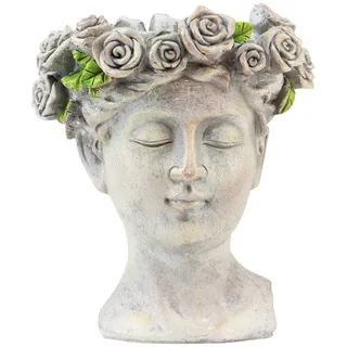 Florists Products Übertopf Blumentopf Gesicht Damenbüste Pflanzkopf Betonoptik Deko grau