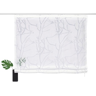 Raffrollo Anna, my home, mit Klettband, Halbtransparent, Ausbrenner, Viskose weiß 45 cm x 130 cm