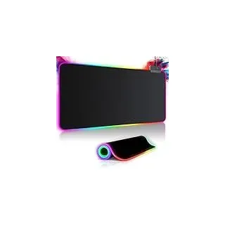Gaming Mauspad RGB Mousepad 800x300mm XXL Gaming Mousepad groß mit 14 Beleuchtungs Modi 7 LED Farben Wasserdicht Anti Rutsch für Computer PC Professionelle Gamer, Schwarz