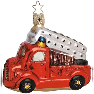 Inges Glas Christbaumschmuck Feuerwehrauto - rot