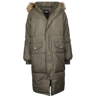 URBAN CLASSICS Winterjacke Urban Classics Damen Ladies Oversize Faux Fur Puffer Coat (1-St) beige|grün S