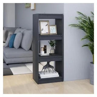 furnicato Bücherregal Grau 40 x 30 x 103,5 cm aus massivem Kiefernholz, 1-tlg., Regalwand mit viel Stauraum als Raumteiler für den Flur oder Wohnraum grau 40 cm x 103.5 cm x 30 cm