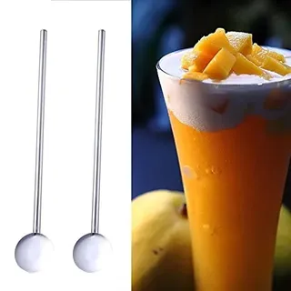 Strohhalm Edelstahl 10 teile/paket Edelstahl Runde Form Metall Trinklöffel Stroh wiederverwendbare Strohhalme Cocktail Löffel Set Cocktail Löffel Filter Set Wiederverwendbare Strohhalm