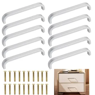 LYTIVAGEN 10 Stück Moderne Möbelgriffe Lochabstand 100mm Küchen Schrankgriffe Aluminiumlegierung Stangengriffe Silber Relinggriffe Schubladengriffe Küche Türgriffe ziehen Bohrlochabstand für Möbel