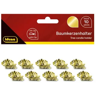 IDENA Baumkerzenhalter mit Clip gold 10 Stück