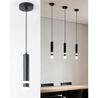 STARRYOL Moderne Pendelleuchte Schwarz LED 7W 4000K Neutralweiß, Zylinder Hängelampe Höhenverstellbar, Minimalistische Hängeleuchte für Kücheninsel, Esszimmer, Bar & Schlafzimmer