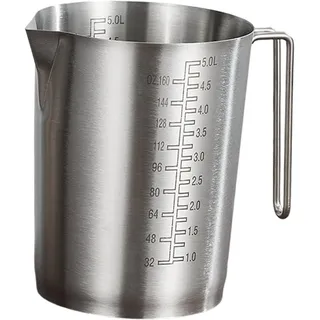 NonMiFyR Messbecher Edelstahl Küchenzubehör Messkanne mit Ausgießer Doppelmaßskala für Gastronomie Labor Kaffeezubereitung Backstube, 5 L