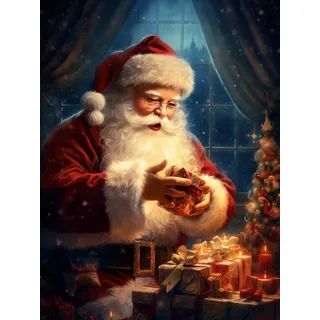 Reofrey 5D Diamond Painting Zubehör Weihnachtsmann, DIY Full Dril Weihnachten Diamant Painting Bilder Set Diamant Malerei Vollbohrer, Kreuzstich Erwachsene Stickerei Crystal Strass Foto Craft 30x40cm