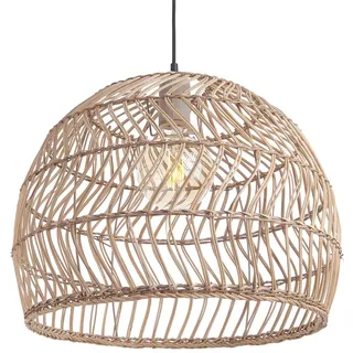 BUTLERS Lampenschirm Rattan - CORBELLE - 1-flammig | Farbe Braun - ø49 x H40 cm - Leuchtenschirm für Esszimmer & Flur - Lichtschirm mit Holzgeflecht
