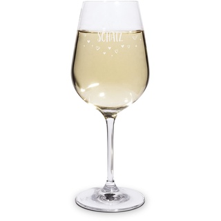 printplanet® Graviertes Weißweinglas - Leonardo® Weinglas mit Gravur (mit Name oder Text personalisiert) - Design Herzchen