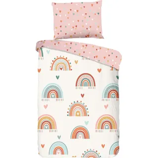 Muller Textil good morning Kinderbettwäsche Kinder-Wendebettwäsche Louie, Renforcé, Renforcé, Motiv: Regenbogen bunt,