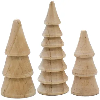 Spetebo Holz Deko Tannenbäume 3er Set 12/10 / 8 cm zum Hinstellen - Weihnachtbaum Figur aus Kiefer zur winterlichen Dekoration - Christbaum Deko Aufsteller Tischdeko Winterdeko Weihnachtsdeko