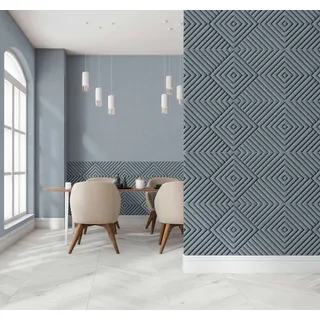 Marburg Vliestapete Optic Opulence, 3D-Optik, moderne Vliestapete für Wohnzimmer Schlafzimmer Küche blau|grau