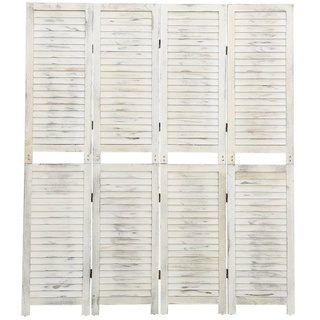 furnicato Raumteiler 4-tlg. Antik-Weiß 140x165 cm Holz weiß