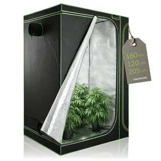 HIGHWERK Gewächshaus Grow Tent 160 x 120 x 205 cm schwarz/grün Pflanzenzucht Indoor schwarz