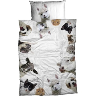 Traumschlaf, Bettwäsche, Alpaka, Hund, Schaf, Katze (Bettwäsche Set, 135x200 cm + 80x80 cm)
