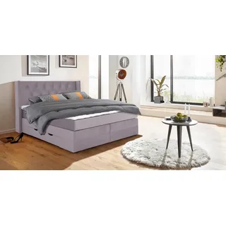 Home affaire Boxspringbett Elegance, mit schöner Knopfheftung, in den Härtegraden H2 & H3, inkl. Schubladen lila 181 cm x 210 cm