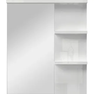 Wandspiegel PLACES OF STYLE "Piano" Spiegel Gr. B/H/T: 76 cm x 89 cm x 17 cm, weiß (kristallweiß hochglanz) Wandspiegel UV-lackiert, mit Ablagen