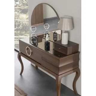 JVmoebel Schminktisch Verspiegelte Frisierkommode mit Schubladen und großem Spiegel (2-St., Kommode + Spiegel), Made in Europa braun