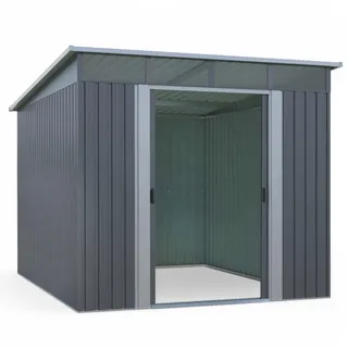 Gerätehaus Metall Pultdach verzinkt und pulverbeschichtet | Geräteschuppen Skylight Gartenlaube 6,6m2 mit Oberlichtern und Schiebetüren (238 x 279 x 202 cm)