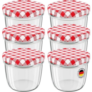 Wellgro Vorratsglas Einmachgläser Schraubdeckel rot kariert - 230 ml, (6-tlg)